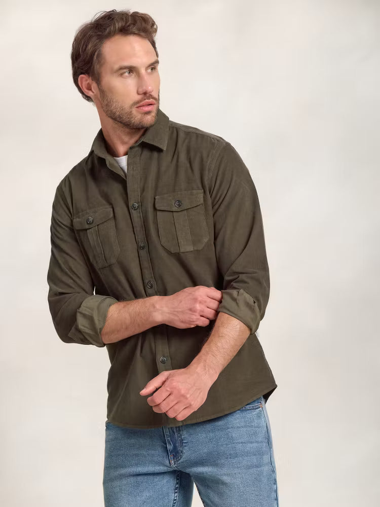 Caza corduroy shirt with pockets