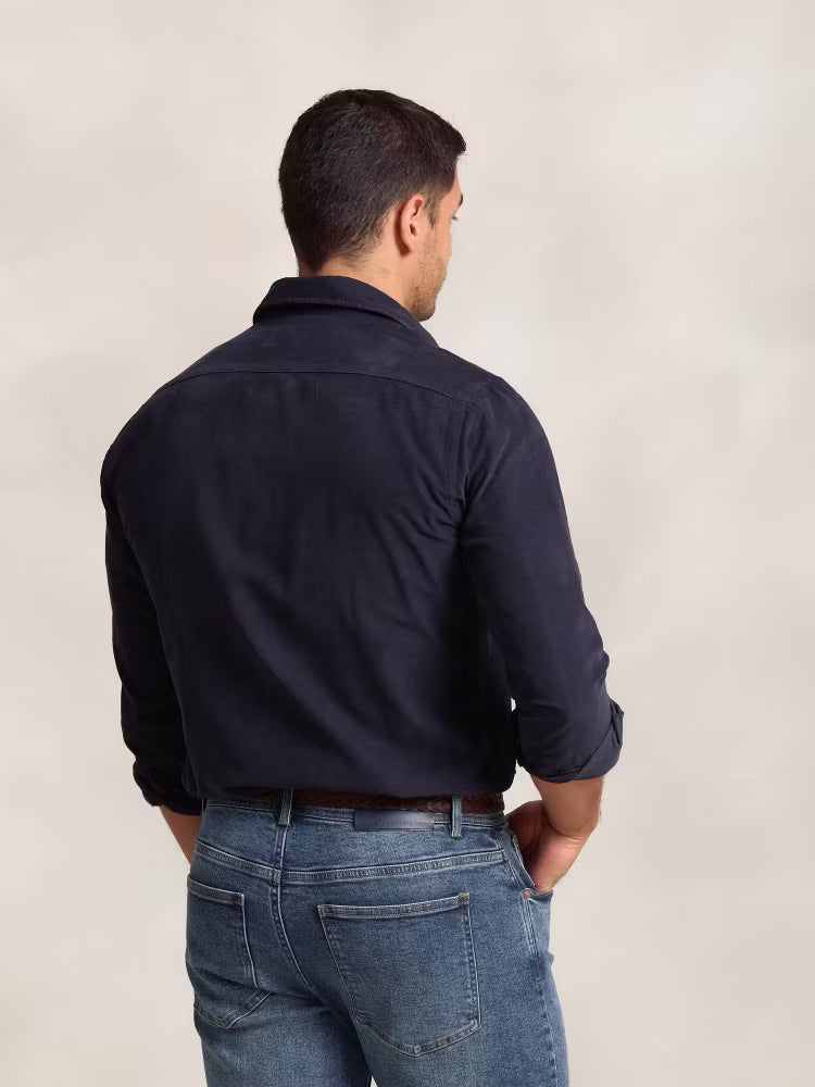 Corduroy shirt with pockets | Navy