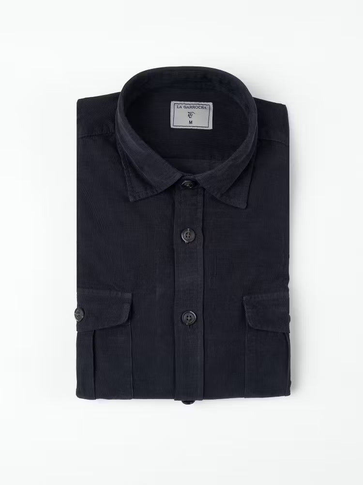 Corduroy shirt with pockets | Navy
