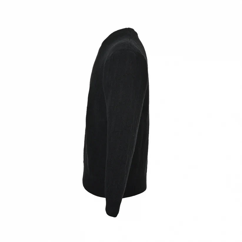 Black Textured Oblique Knit Sweater